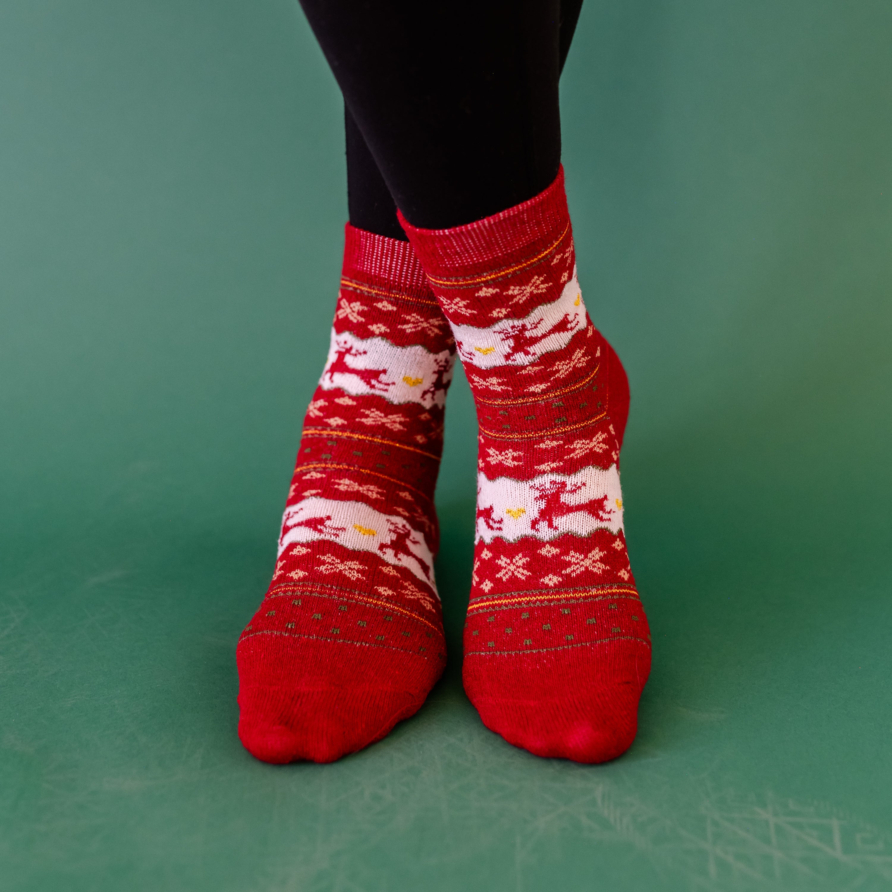 LMSS® CREW SOCKS - Red Reindeer Little Mama Shirt Shop