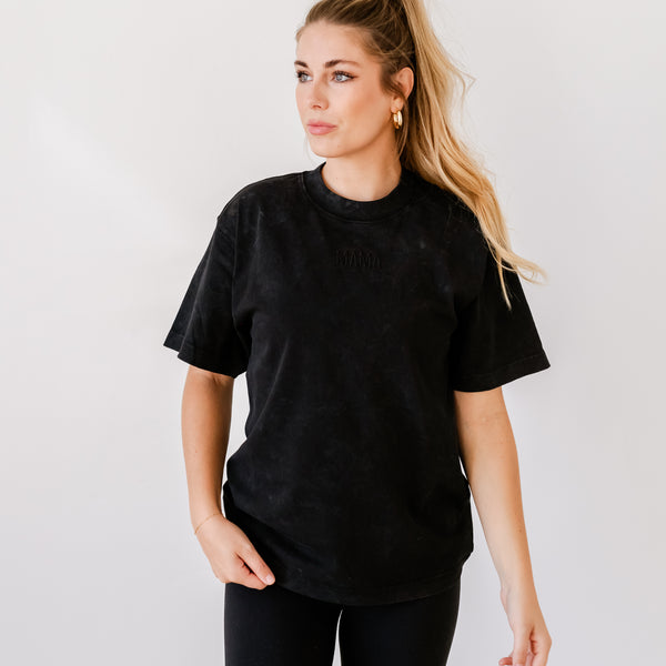 CAPSULE PIECE - Essential Heavyweight MAMA Tee - SHADOW - Tone on Tone Embroidered