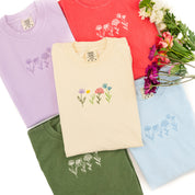 Embroidered Comfort Colors Tee - Spring Flowers Little Mama Shirt Shop LLC