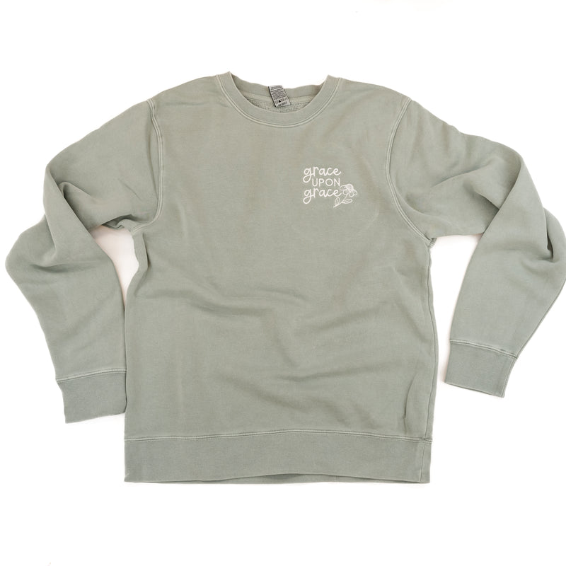 Embroidered Pigment Crewneck Sweatshirt - GRACE UPON GRACE