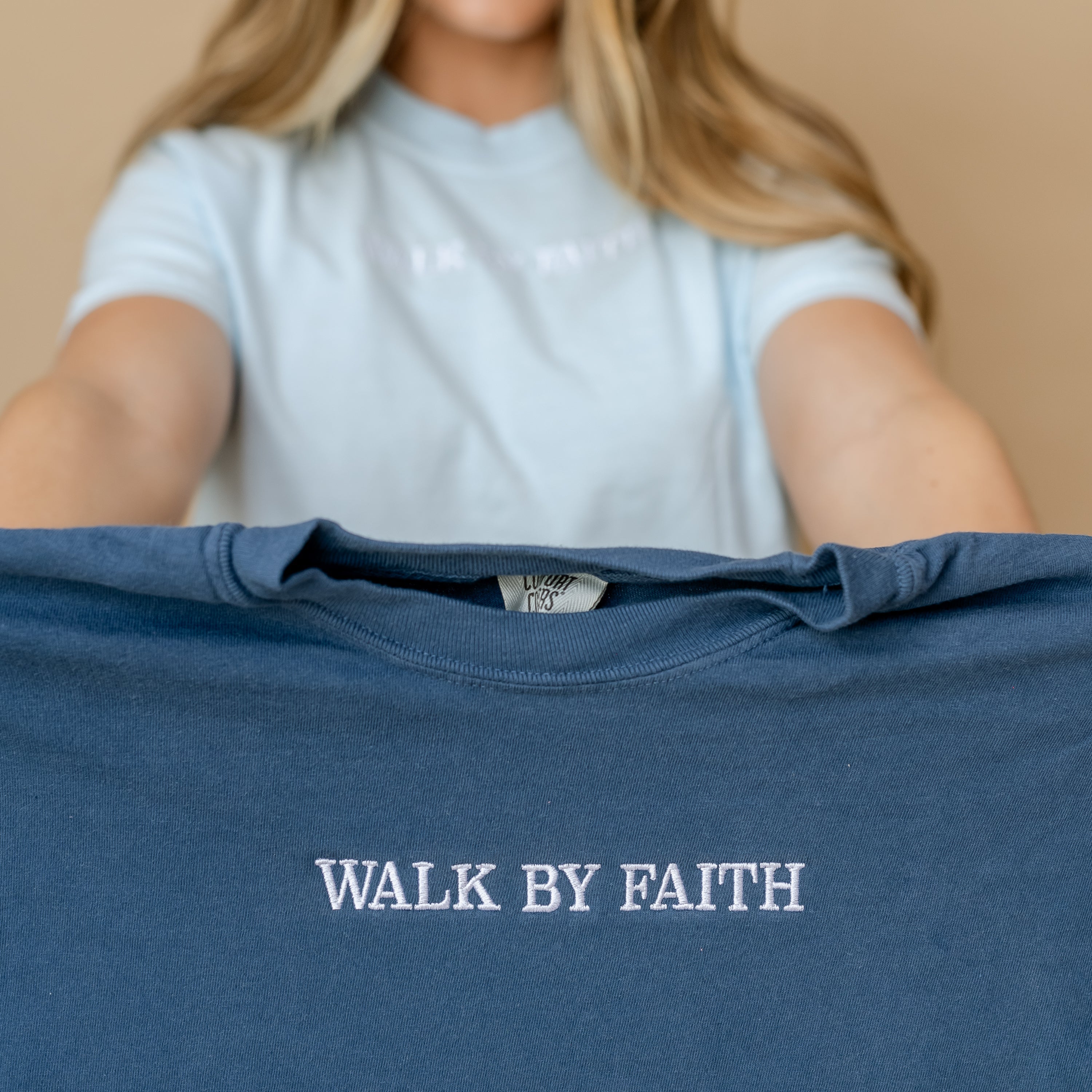 Embroidered Comfort Colors Tee - Walk By Faith Little Mama Shirt Shop LLC