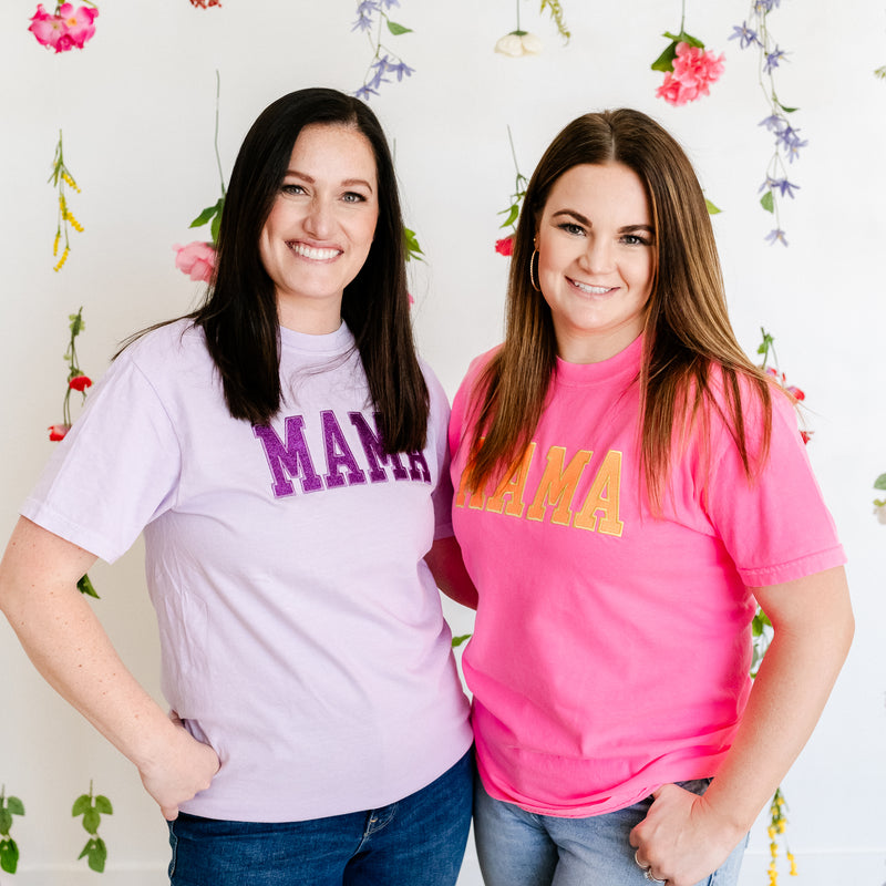 GLITTER MAMA TEE - Embroidered Short Sleeve Comfort Colors Tee