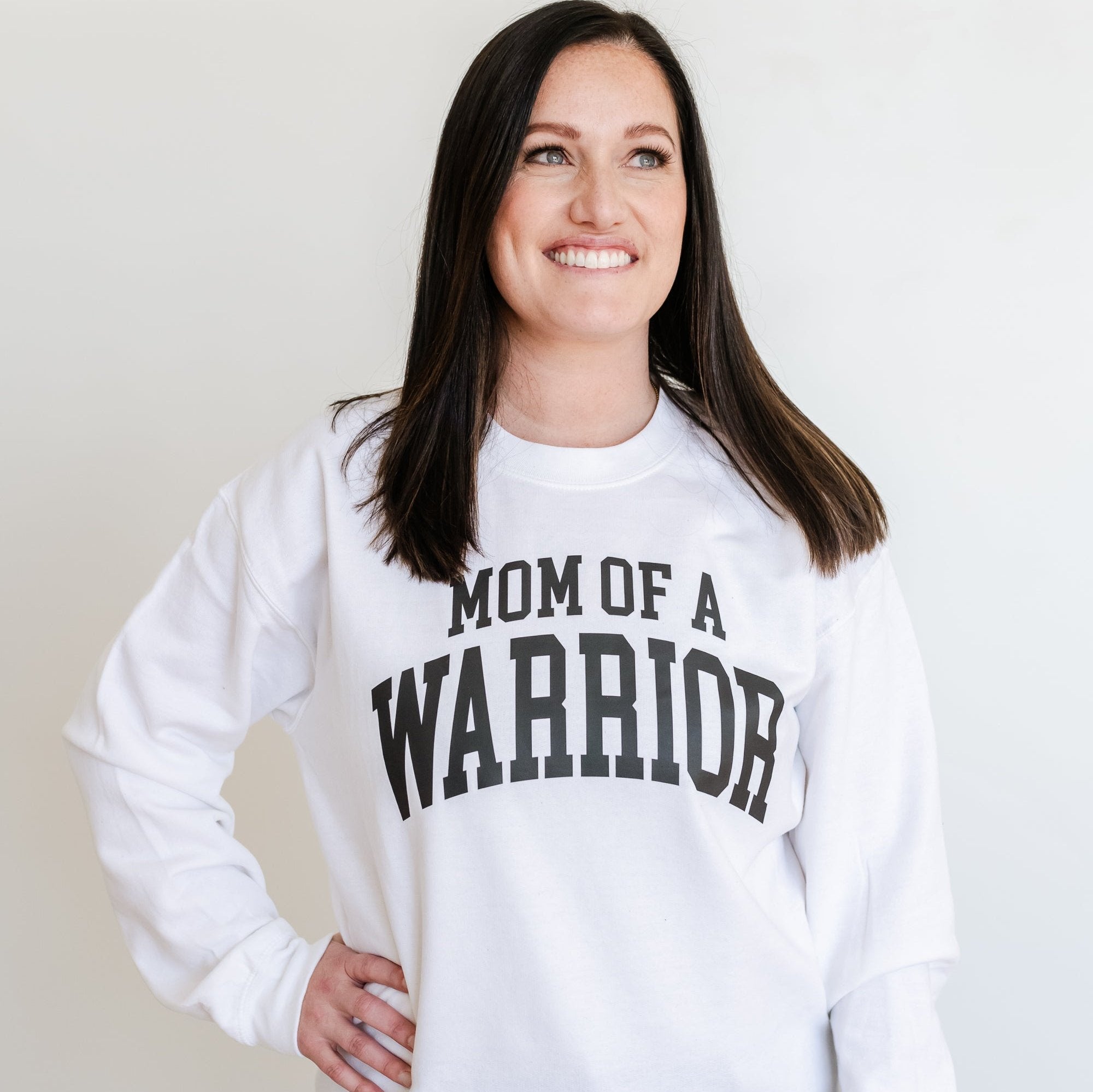 Mom of a Warrior - Varsity - BASIC FLEECE CREWNECK