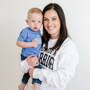 Mom of a Warrior - Varsity - BASIC FLEECE CREWNECK