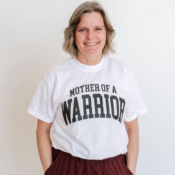 Mother of a Warrior - Varsity - SHORT SLEEVE COMFORT COLORS TEE