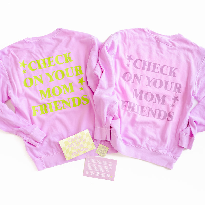 CHECK ON YOUR MOM FRIENDS - LMSS Exclusive - Neon Purple Sweatshirt Box