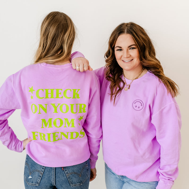 CHECK ON YOUR MOM FRIENDS - LMSS Exclusive - Neon Purple Sweatshirt Box