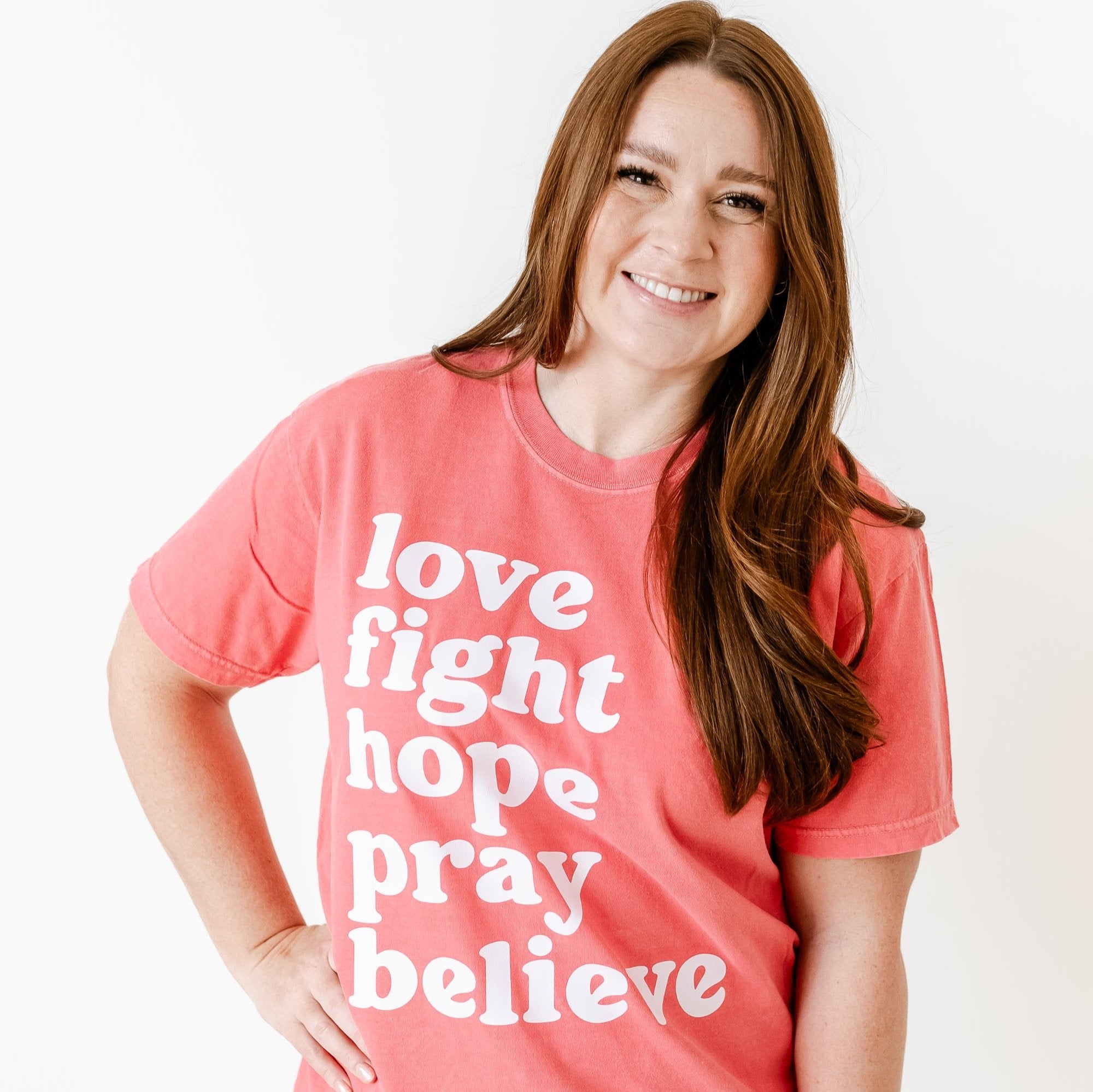 Love Fight Hope Pray Believe - Comfort Colors Tee Little Mama Shirt Shop