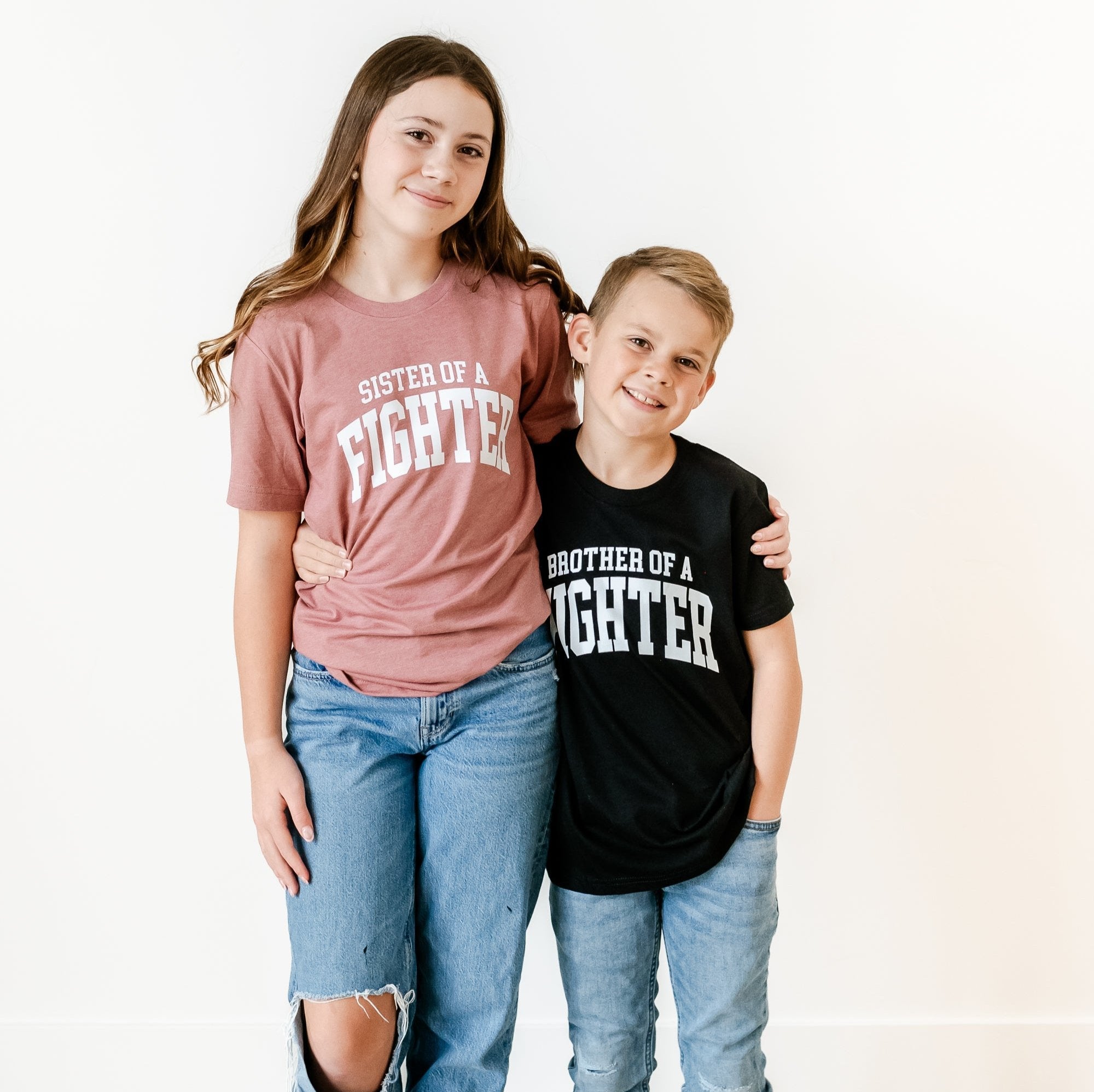 Brother of a Fighter - Varsity - Child Tee Little Mama Shirt Shop