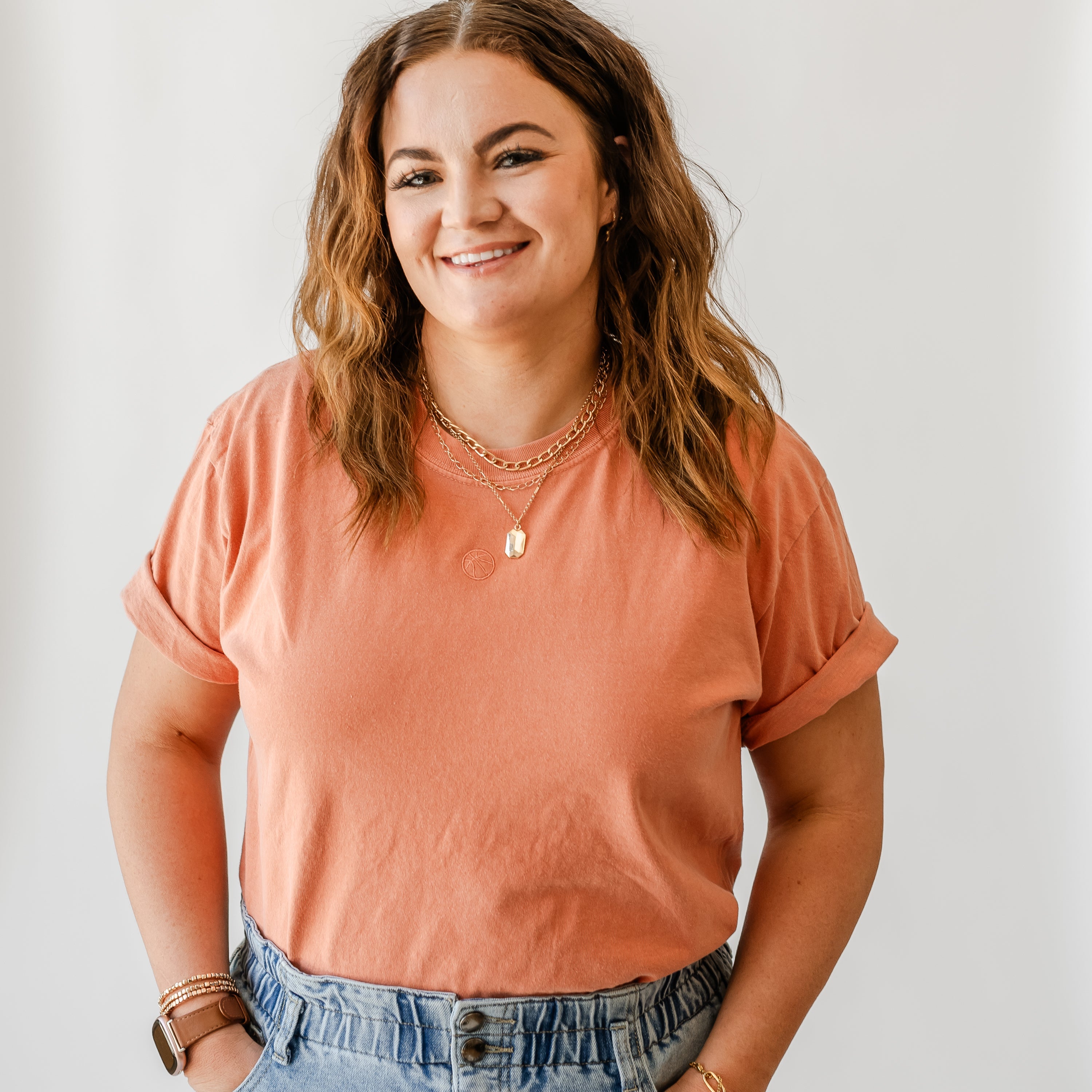 Embroidered Comfort Colors Tee - Mini Symbol (centered) - I'm Just a Girl Collection Little Mama Shirt Shop LLC