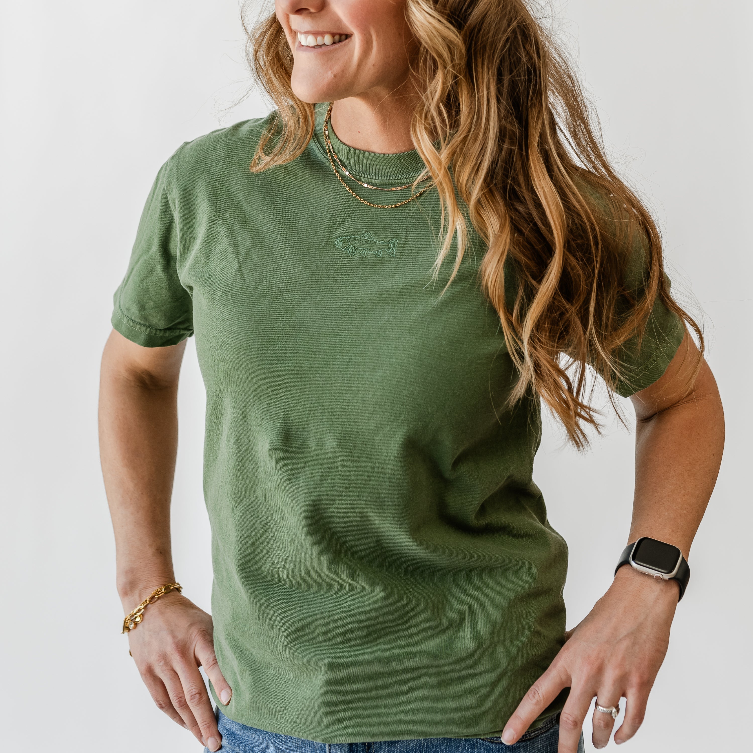 Embroidered Comfort Colors Tee - Mini Symbol (centered) - I'm Just a Girl Collection Little Mama Shirt Shop LLC