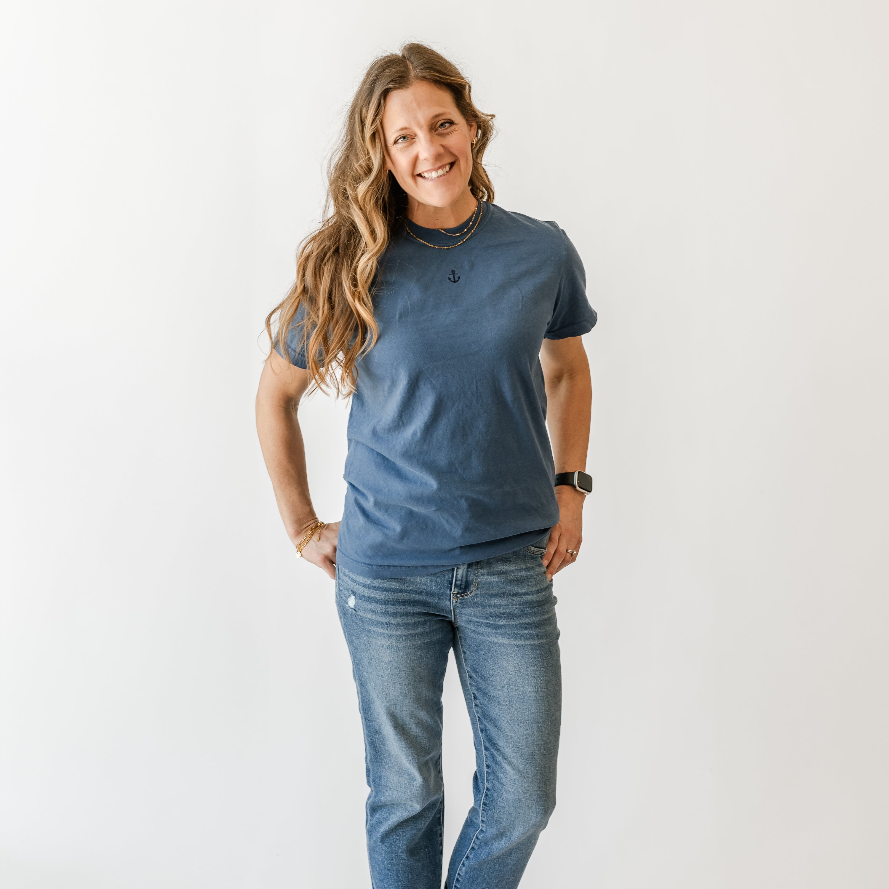 Embroidered Comfort Colors Tee - Mini Symbol (centered) - I'm Just a Girl Collection Little Mama Shirt Shop LLC