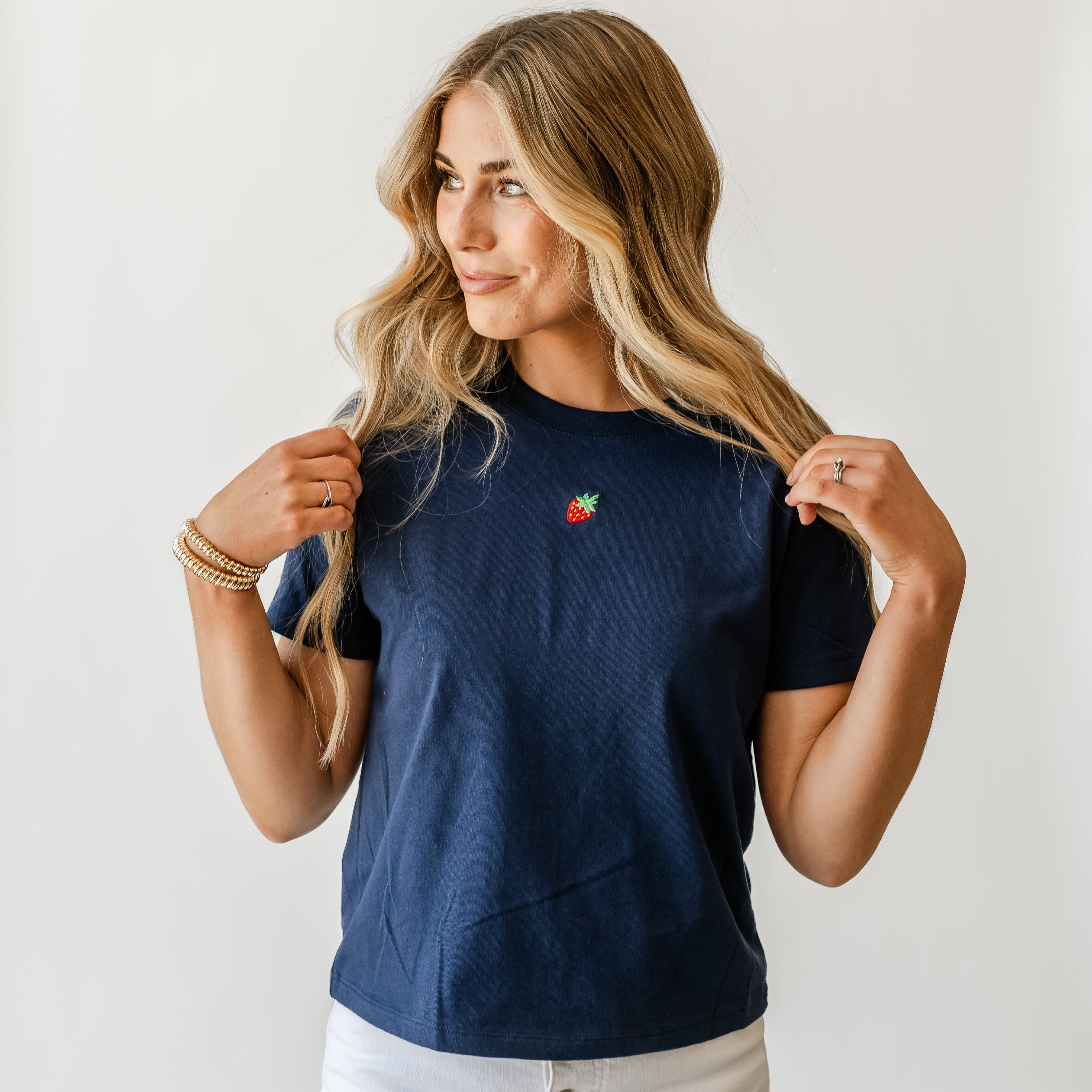 Embroidered Women's Everyday Tee - Mini Symbol (centered) - I'm Just a Girl Collection Little Mama Shirt Shop