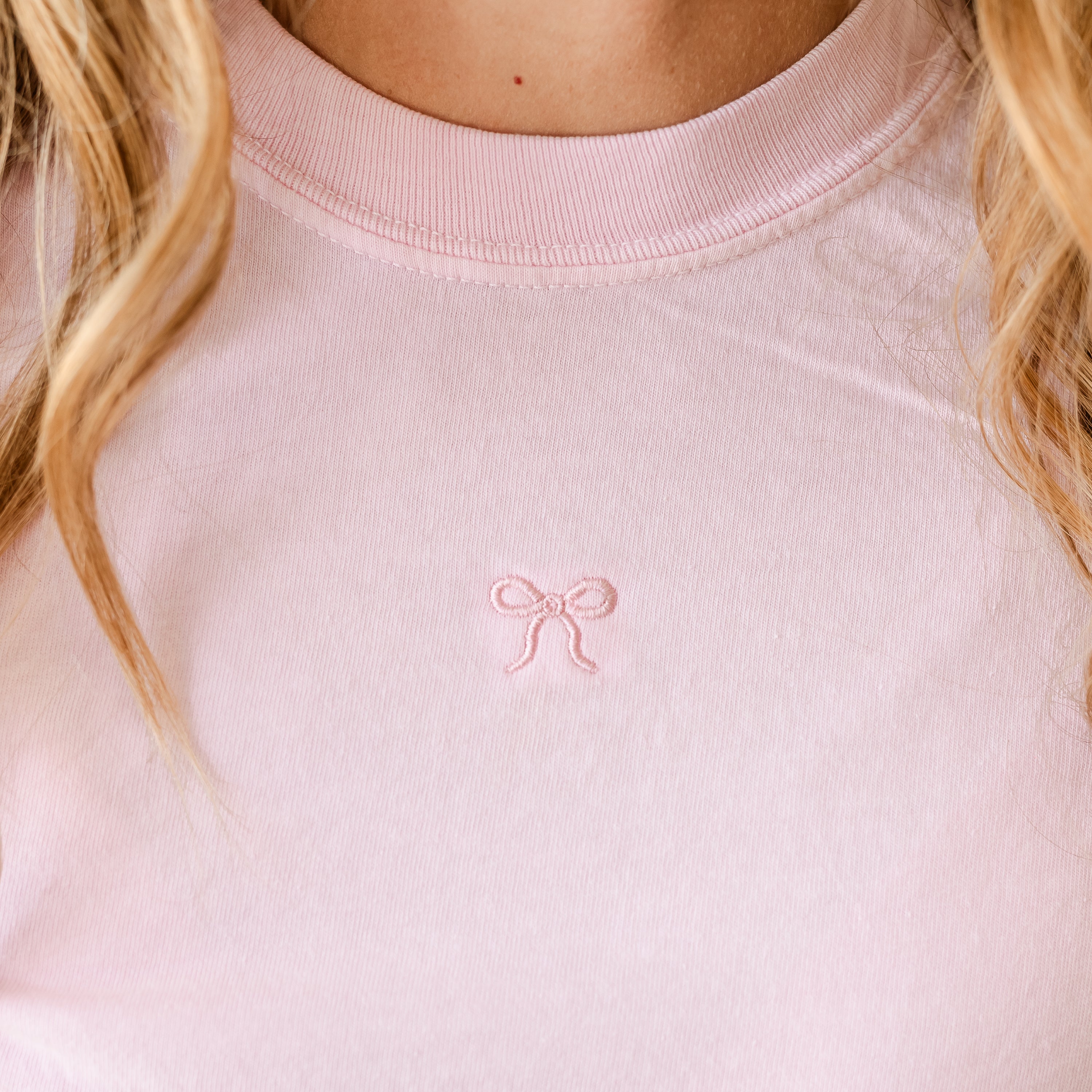 Embroidered Comfort Colors Tee - Mini Symbol (centered) - I'm Just a Girl Collection Little Mama Shirt Shop LLC