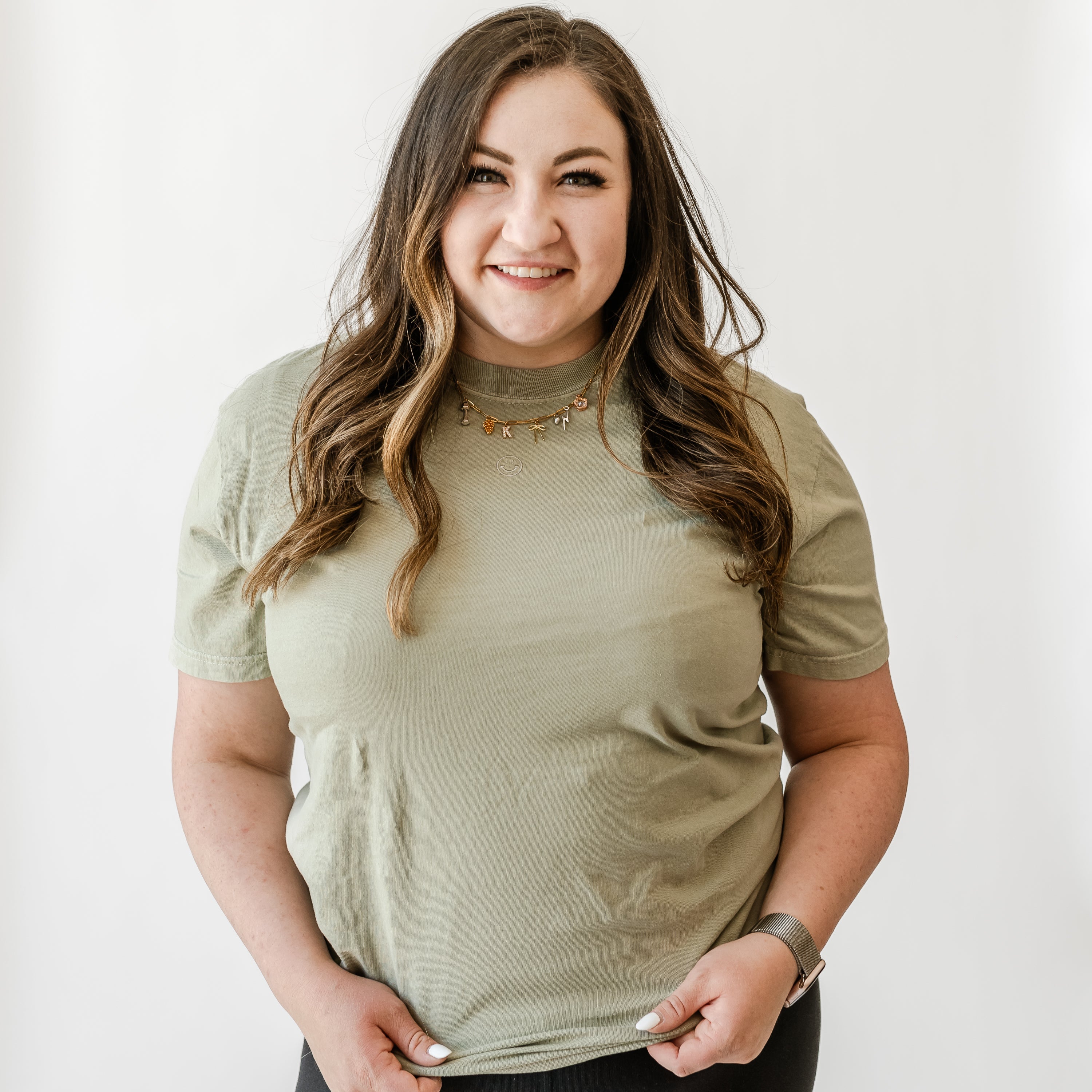 Embroidered Comfort Colors Tee - Mini Symbol (centered) - I'm Just a Girl Collection Little Mama Shirt Shop LLC