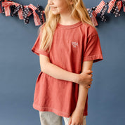 Embroidered YOUTH Comfort Colors Tee - USA '76 (pocket) Little Mama Shirt Shop
