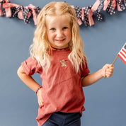 Embroidered YOUTH Comfort Colors Tee - American Bear (center) Little Mama Shirt Shop