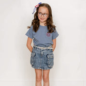 Embroidered YOUTH Comfort Colors Tee - Fourth of July Fireworks (pocket) Little Mama Shirt Shop