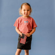 Embroidered YOUTH Comfort Colors Tee - Patriotic Bow (center) Little Mama Shirt Shop