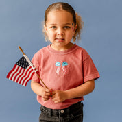 Embroidered YOUTH Comfort Colors Tee - Patriotic Bow (center) Little Mama Shirt Shop
