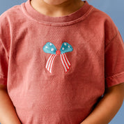 Embroidered YOUTH Comfort Colors Tee - Patriotic Bow (center) Little Mama Shirt Shop