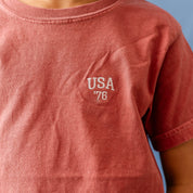Embroidered YOUTH Comfort Colors Tee - USA '76 (pocket) Little Mama Shirt Shop