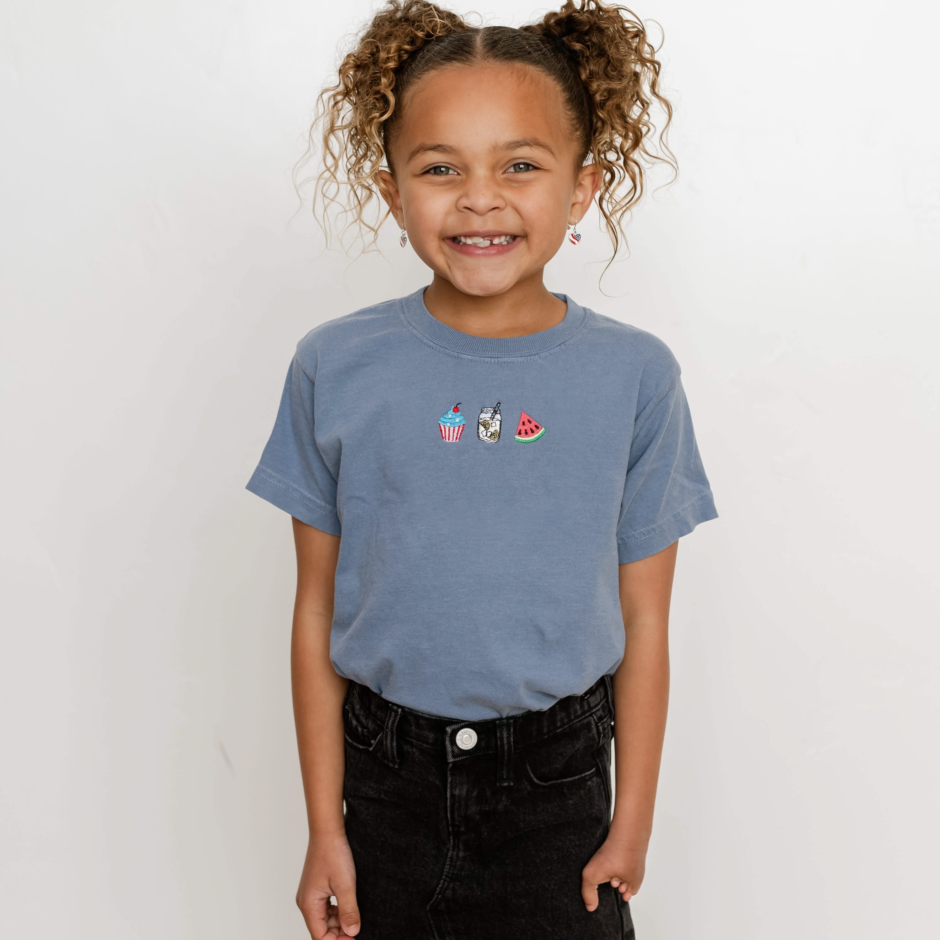 Embroidered YOUTH Comfort Colors Tee - Patriotic Sweet Treats (center) Little Mama Shirt Shop