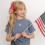 Embroidered YOUTH Comfort Colors Tee - American Bear (center) Little Mama Shirt Shop