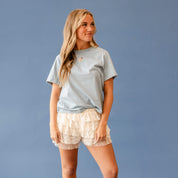 Embroidered Women's Heavyweight Tee - American Bear (center) Little Mama Shirt Shop