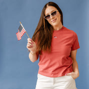 Embroidered Women's Heavyweight Tee - Tiny Flag Little Mama Shirt Shop
