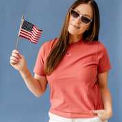 Embroidered Women's Heavyweight Tee - Tiny Flag Little Mama Shirt Shop