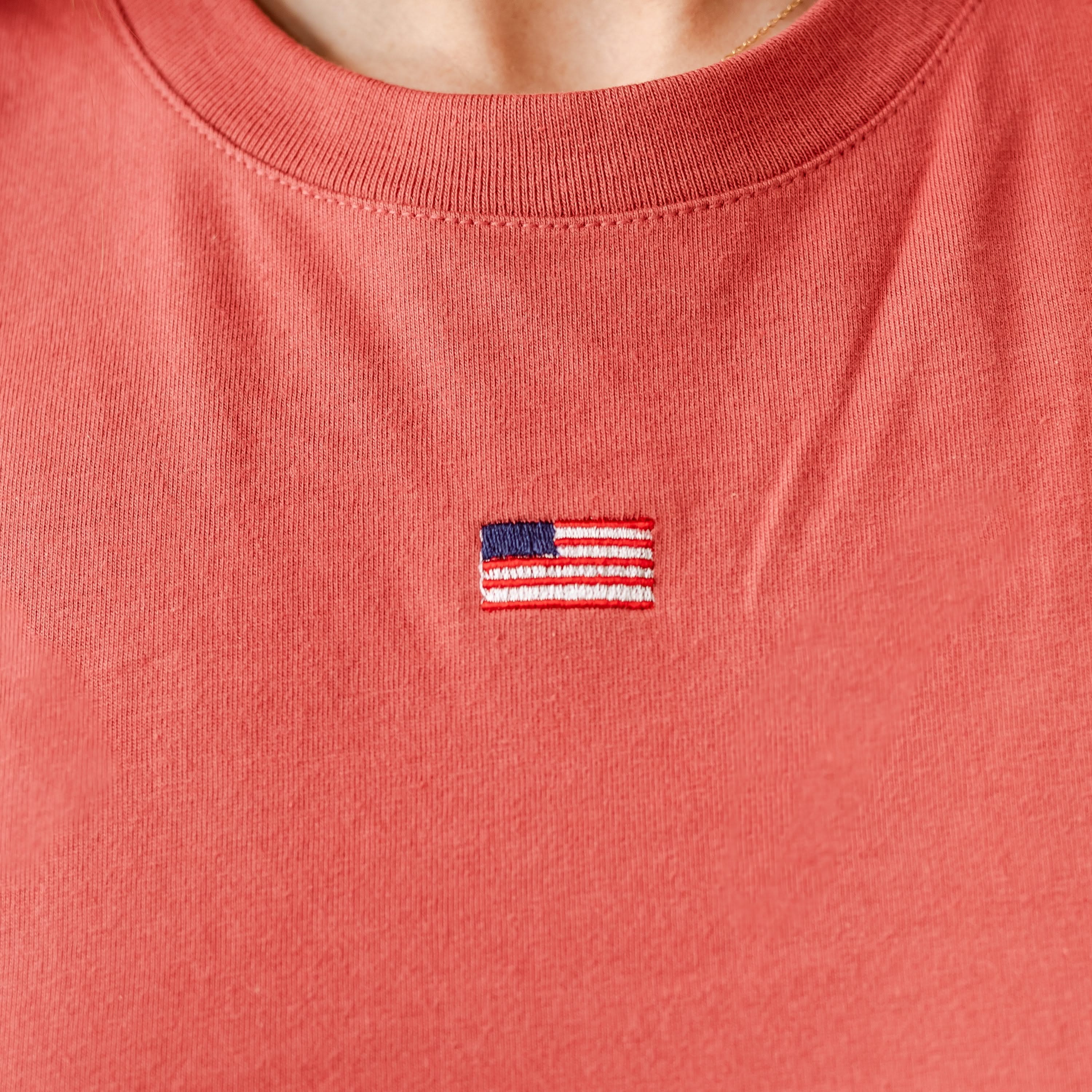Embroidered Women's Heavyweight Tee - Tiny Flag Little Mama Shirt Shop