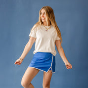 Embroidered Women's Heavyweight Tee - Tiny Flag (center) Little Mama Shirt Shop