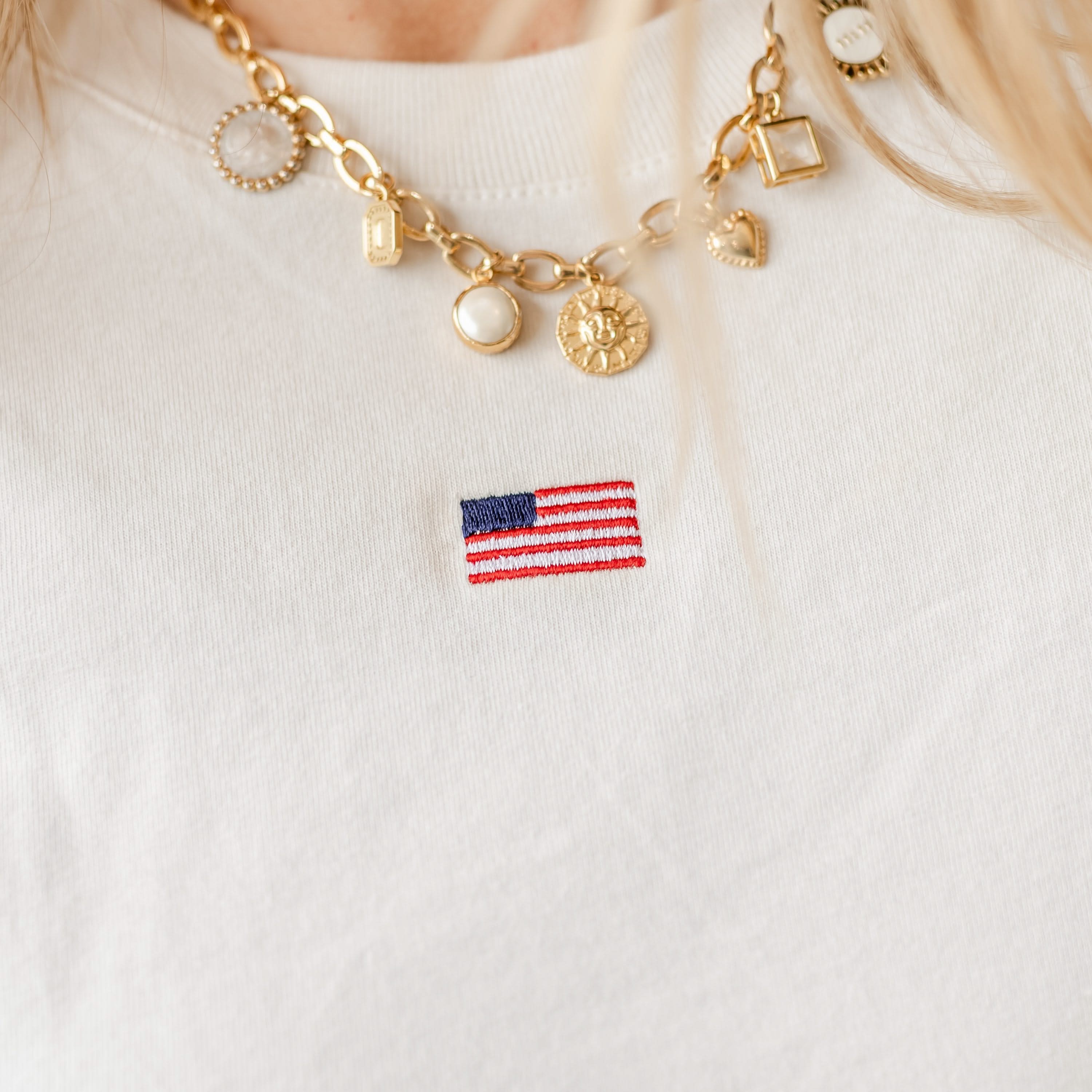 Embroidered Women's Heavyweight Tee - Tiny Flag Little Mama Shirt Shop