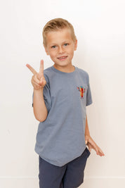 Embroidered YOUTH Comfort Colors Tee - Patriotic Hot Dog (pocket) Little Mama Shirt Shop