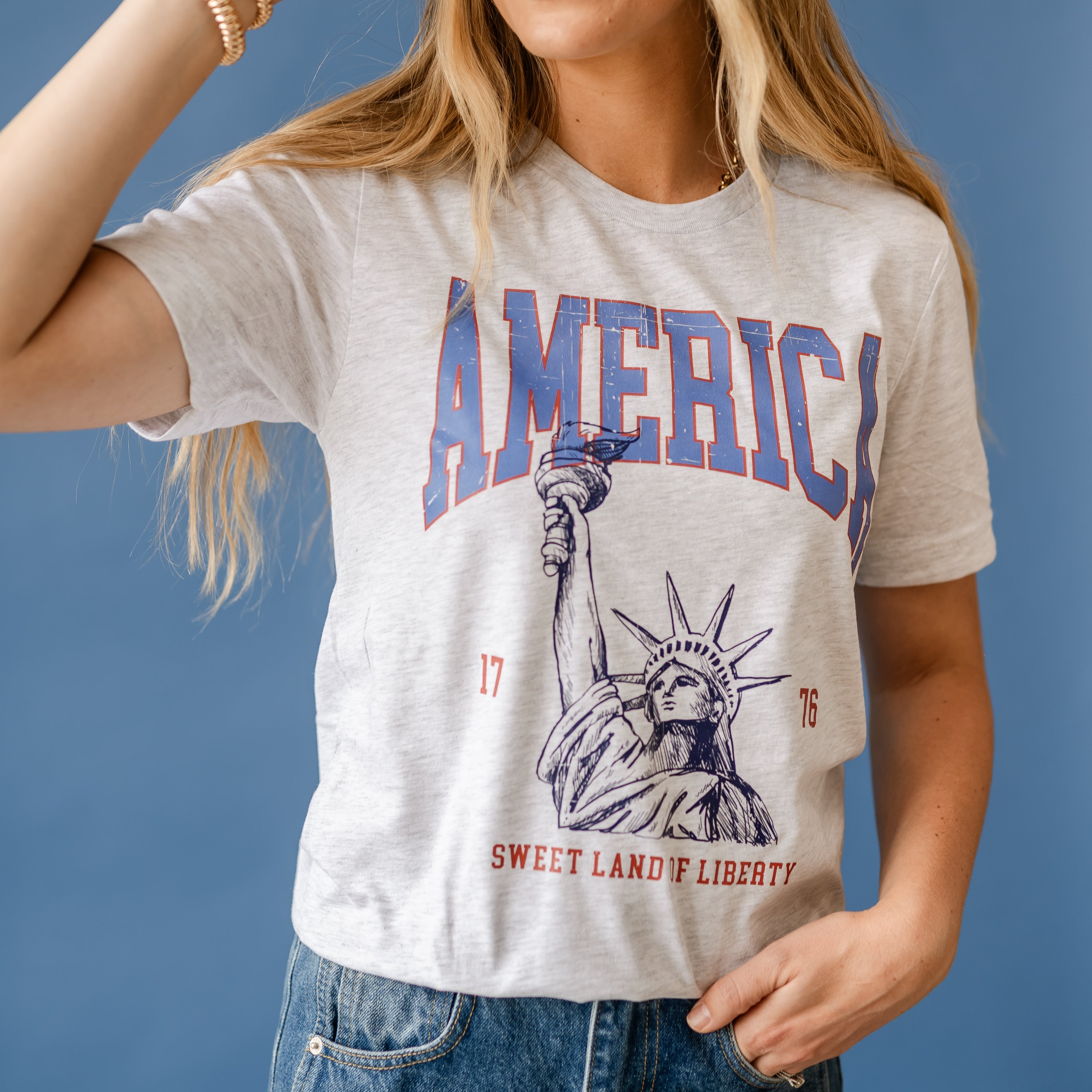 America - Sweet Land of Liberty - Unisex Tee Little Mama Shirt Shop