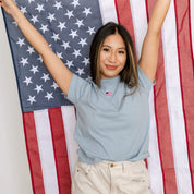 Embroidered Women's Heavyweight Tee - Tiny Flag Little Mama Shirt Shop