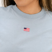 Embroidered Women's Heavyweight Tee - Tiny Flag Little Mama Shirt Shop