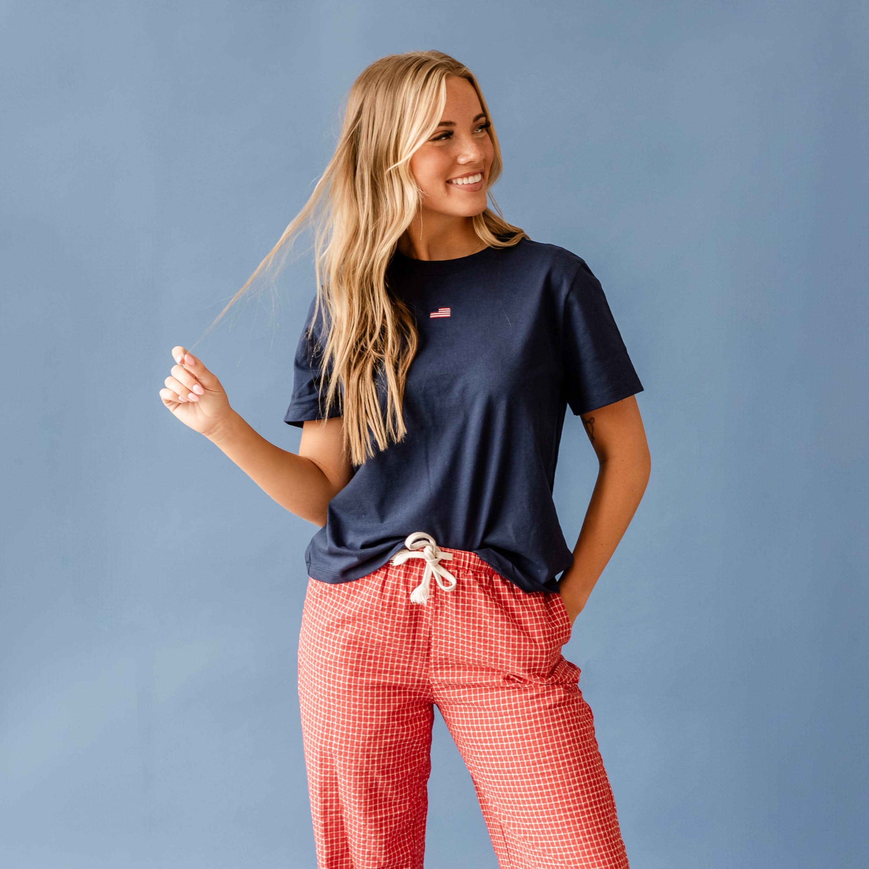 Embroidered Women's Heavyweight Tee - Tiny Flag Little Mama Shirt Shop