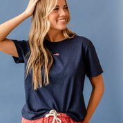 Embroidered Women's Heavyweight Tee - Tiny Flag Little Mama Shirt Shop