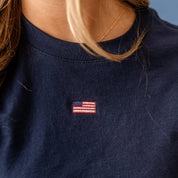 Embroidered Women's Heavyweight Tee - Tiny Flag Little Mama Shirt Shop