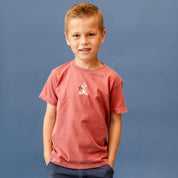Embroidered YOUTH Comfort Colors Tee - Teddy with Patriotic Top Hat and Pinwheel (center) Little Mama Shirt Shop