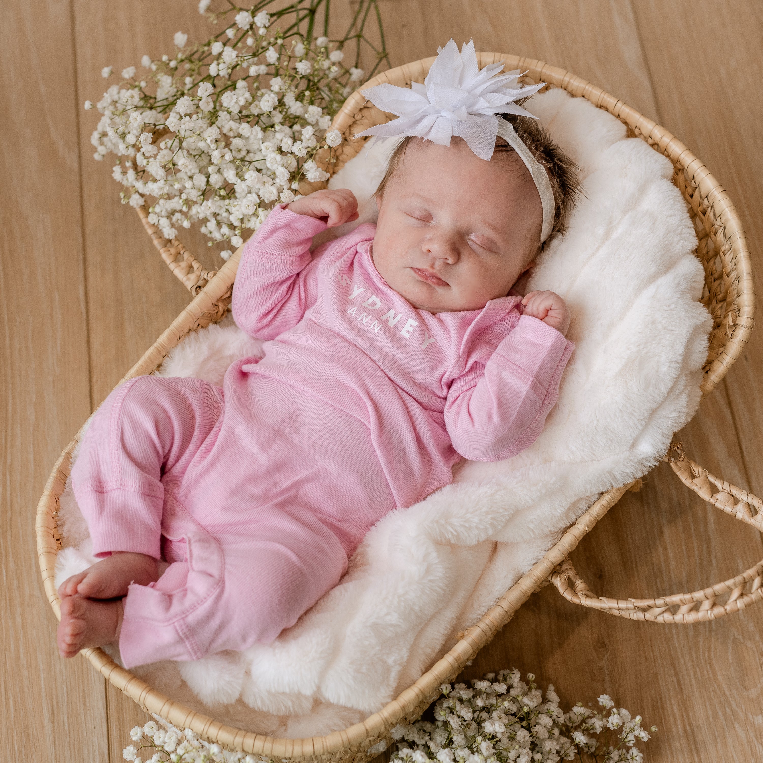 Personalized Baby Sleeper - Block Font Little Mama Shirt Shop