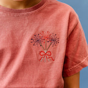 Embroidered YOUTH Comfort Colors Tee - Dainty Sparklers (pocket) Little Mama Shirt Shop