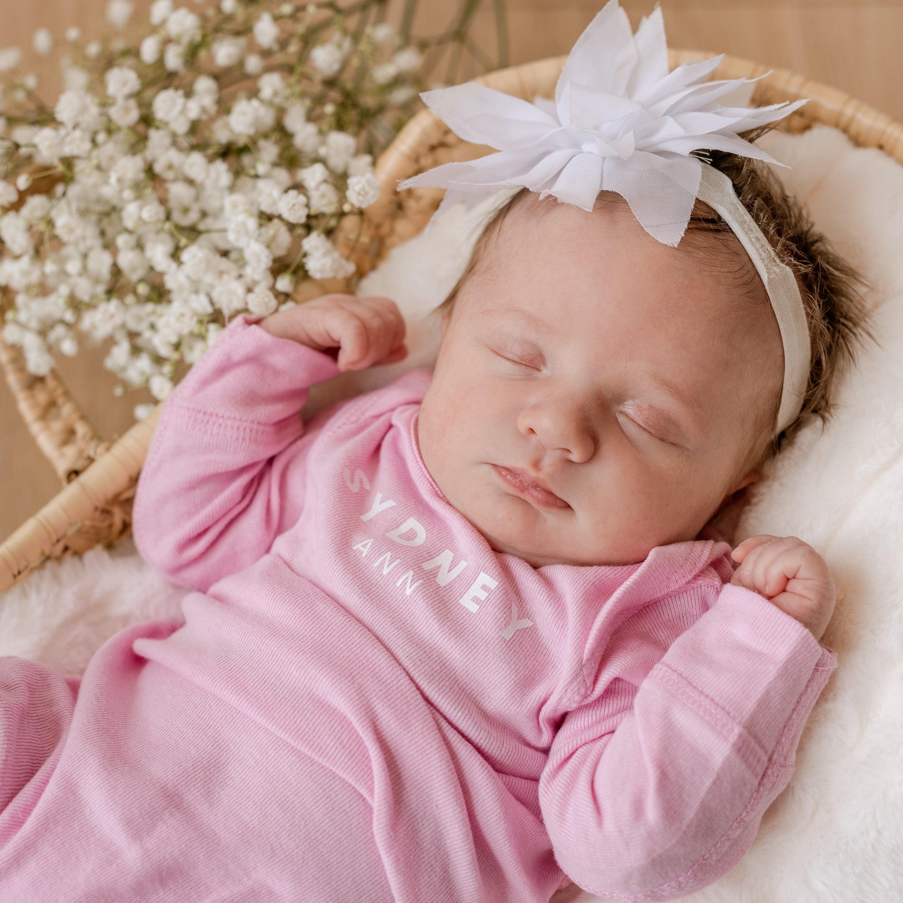 Personalized Baby Sleeper - Block Font Little Mama Shirt Shop