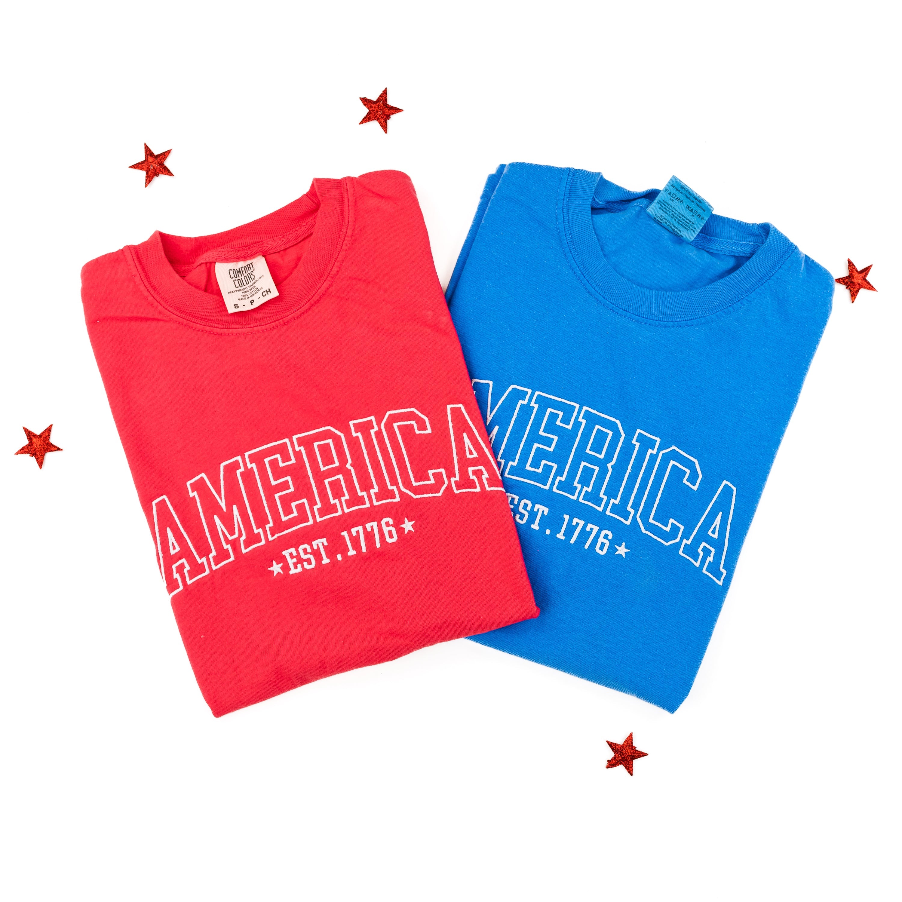 Embroidered Comfort Colors Tee - America Est. 1776 Little Mama Shirt Shop LLC
