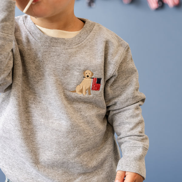Embroidered Child Sweater - Patriotic Pup