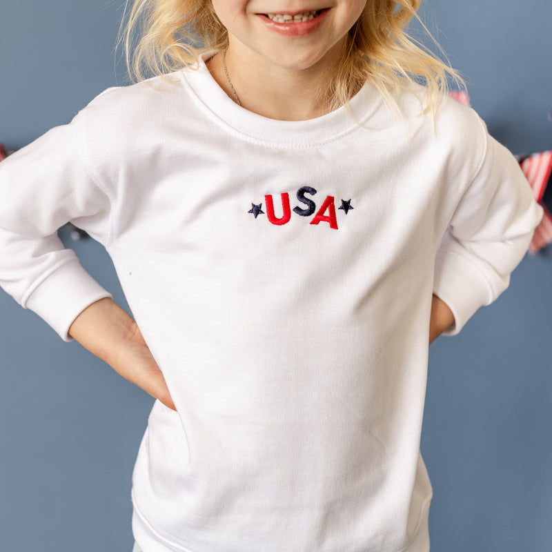 Embroidered Child Sweater - USA Tumbling Letters