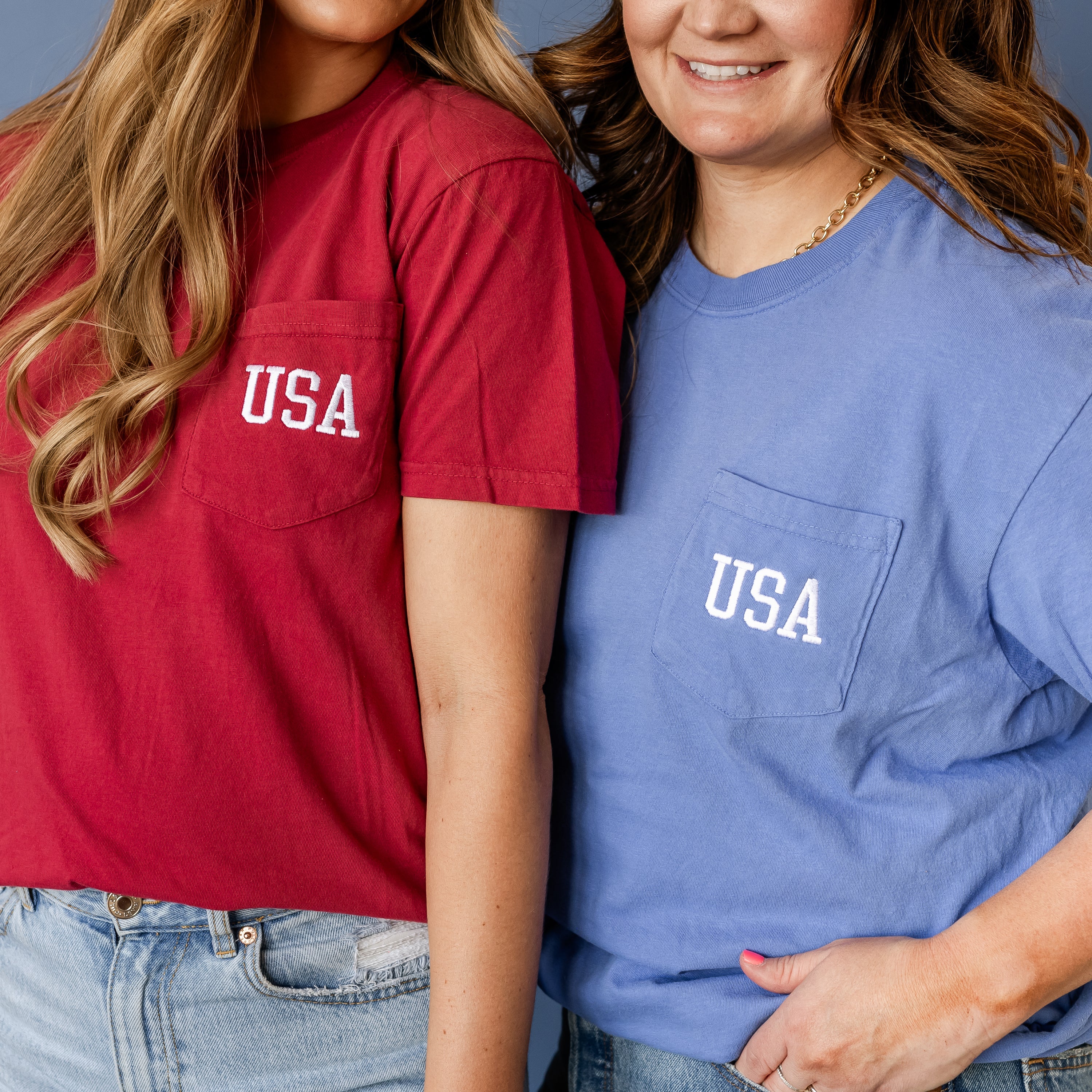 Embroidered Comfort Colors Pocket Tee - USA Varsity Little Mama Shirt Shop