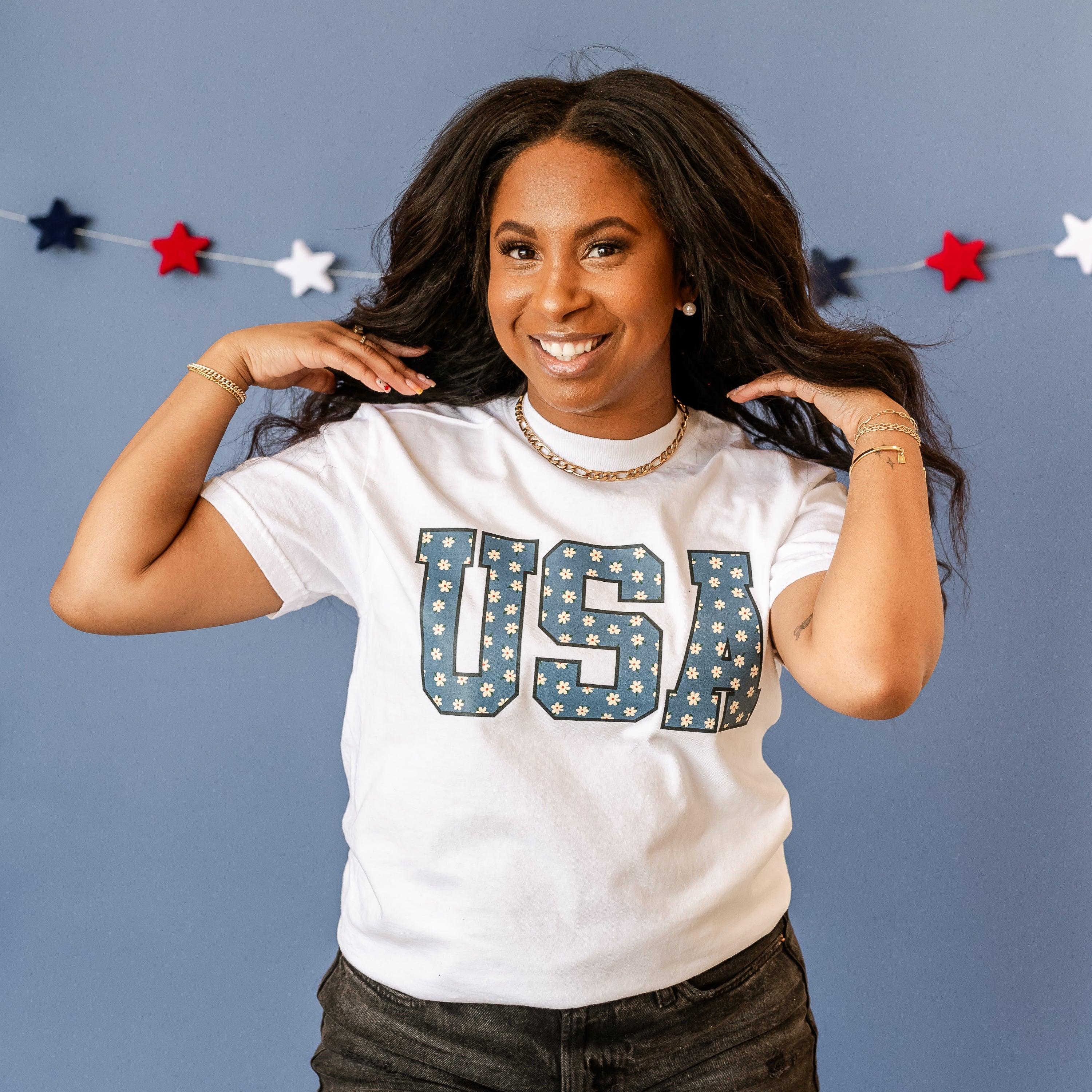 Denim Daisies - USA - Comfort Colors Tee Little Mama Shirt Shop